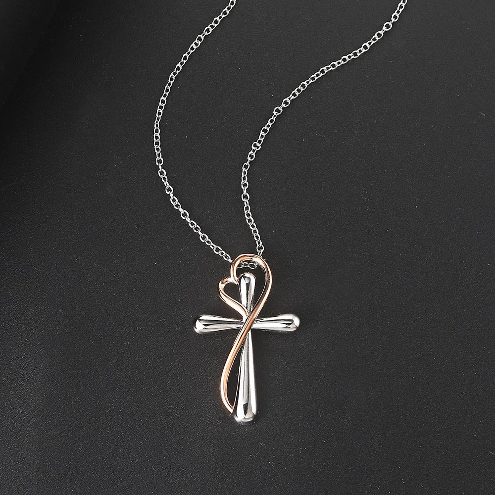 Wbs Heart-shaped Cross Necklace Simple Color Separation Electroplating