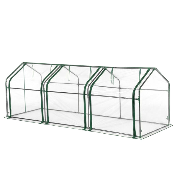 Web Based Mini Greenhouse With PVC Cover, Indoor Outdoor Plant Gardening Green House For Garden Backyard, 106X36X36in, White