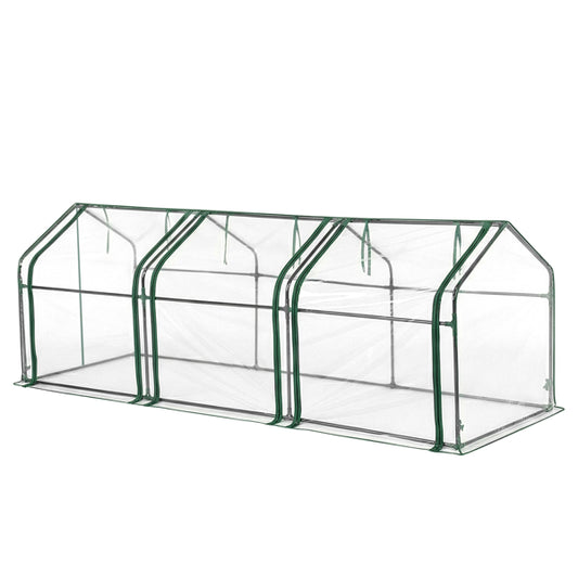 Web Based Mini Greenhouse With PVC Cover, Indoor Outdoor Plant Gardening Green House For Garden Backyard, 106X36X36in, White