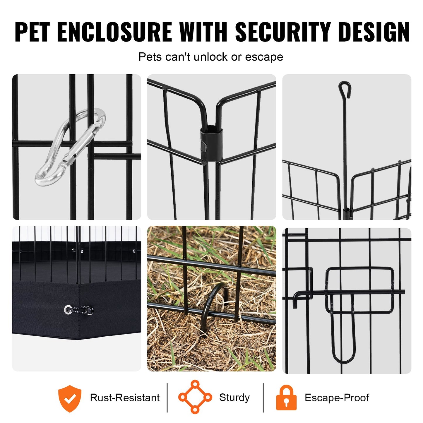 Web Based Dog Playpen 4 Panels Foldable Metal Dog Exercise Pen With Bottom Pad Cover
