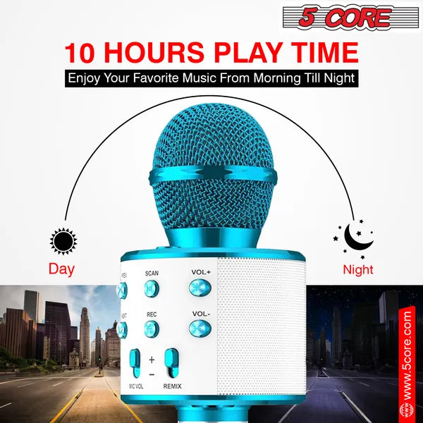 Web Based 5 Core Microphone Wireless Karaoke Mic With Speaker 3 In 1 Portable Bluetooth Microfono Inalambrico