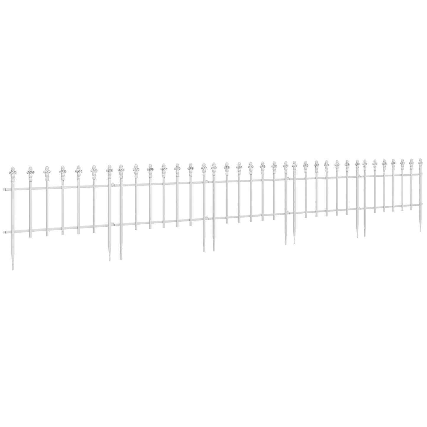 Web Based Metal Decorative Garden Fence, 9.2' x 17.25" 5 Steel Panels, Decorative Border for Landscape, Flower Bed, Animals, White