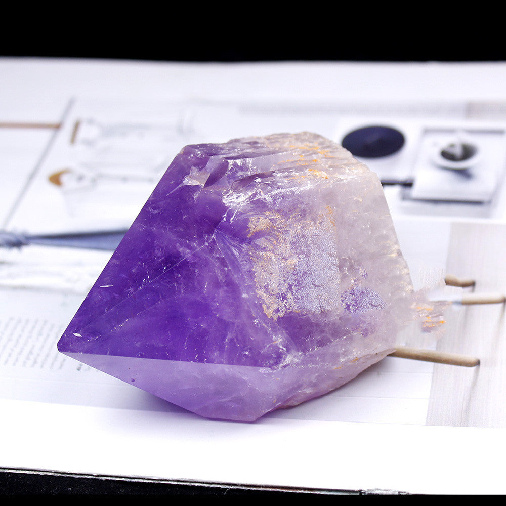 Web Based Natural Brazilian Amethyst Rough Stone Ornament Hexagonal Pillar