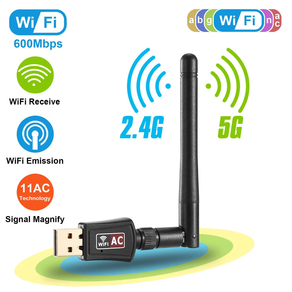 Web Based USB WiFi Adapter AC600Mbps 5G/2.4G Dual Band 802.11ac Wireless Network Adapter W/ 2dBi External Antennas For PC Desktop Laptop