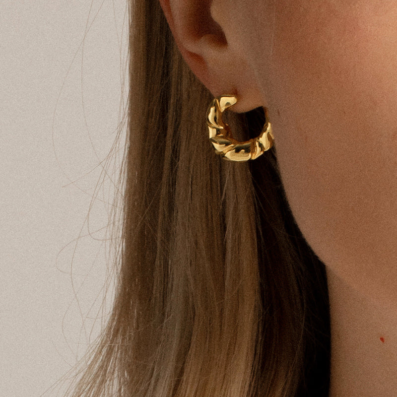 Web Based Baby Croissant Earrings Irregular Twist Pattern