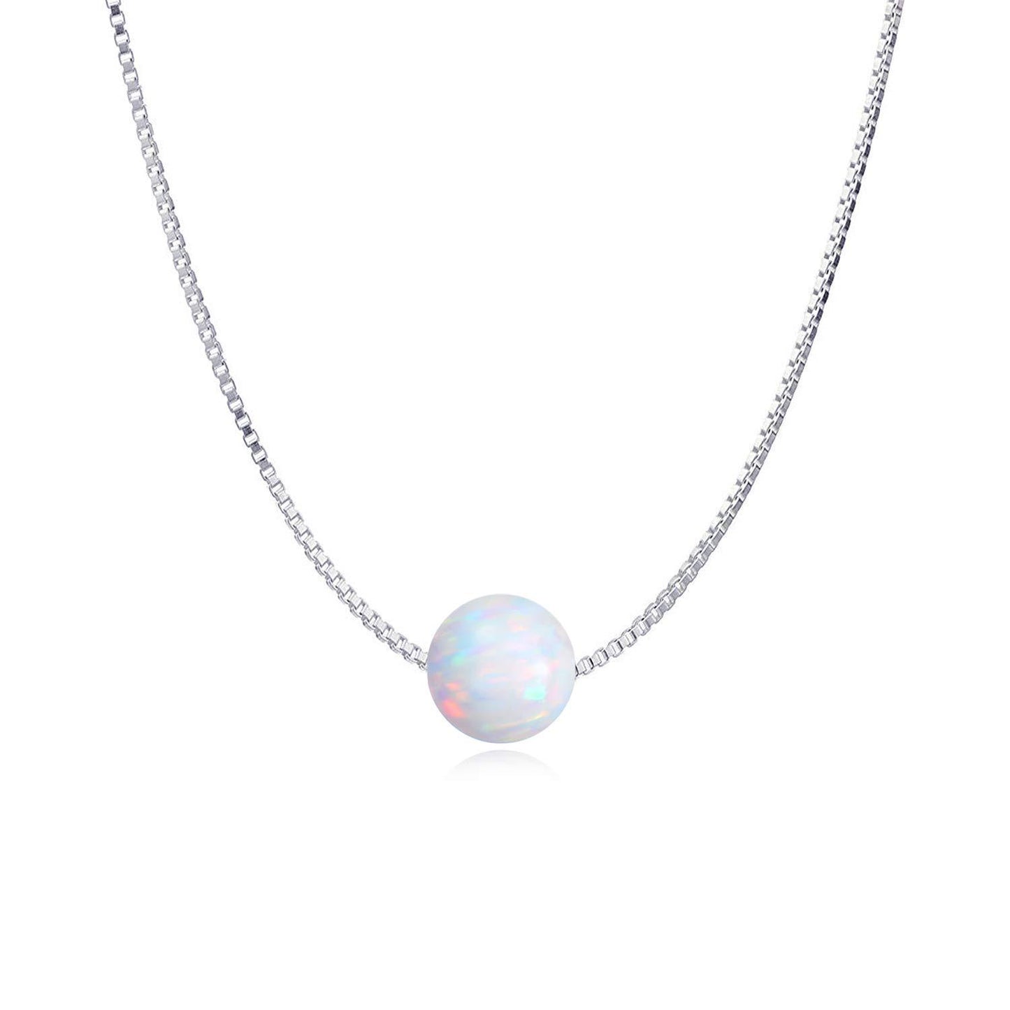 Web Bsed Women's Opal Ball Necklace Jewelry White