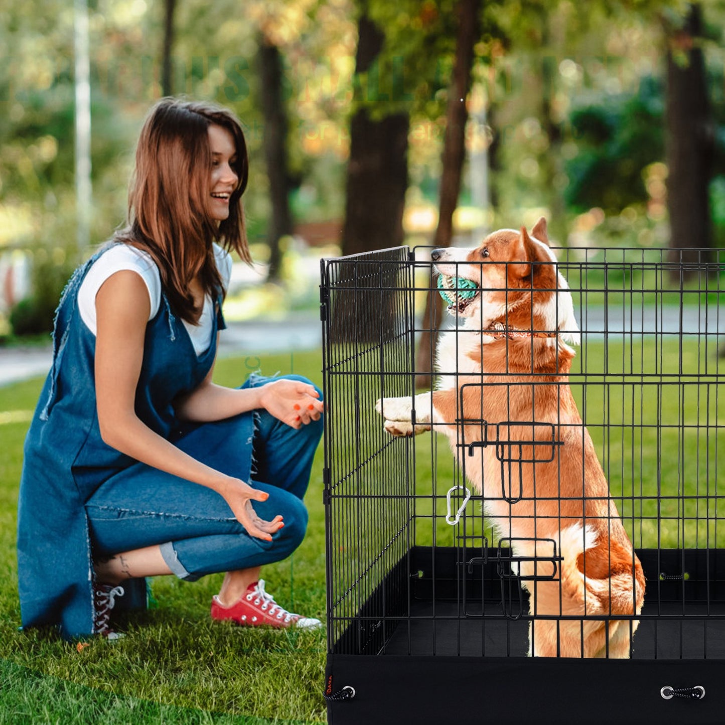 Web Based Dog Playpen 4 Panels Foldable Metal Dog Exercise Pen With Bottom Pad Cover