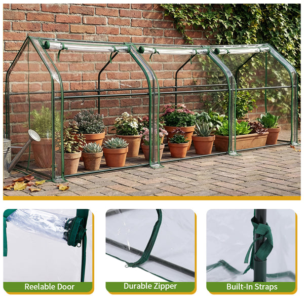 Web Based Mini Greenhouse With PVC Cover, Indoor Outdoor Plant Gardening Green House For Garden Backyard, 106X36X36in, White