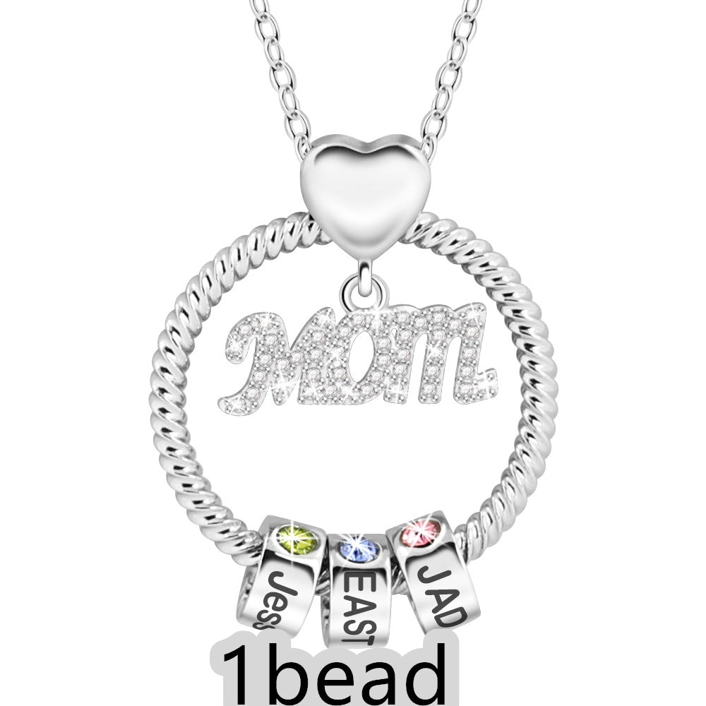 Web Based  Personalized Circle Pendant with Custom Beads Birthstone Pendant