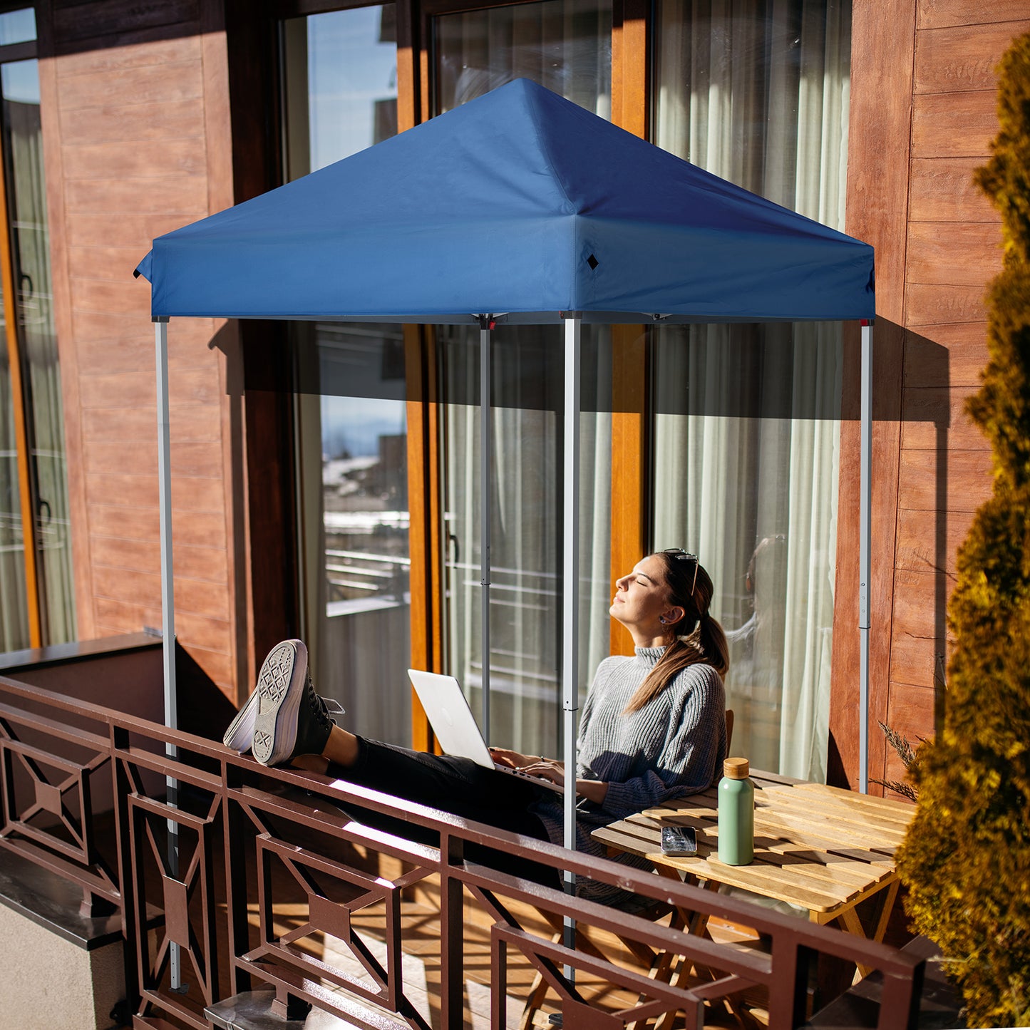 Web Based 5X5ft Blue, Outdoor Awning, Foldable