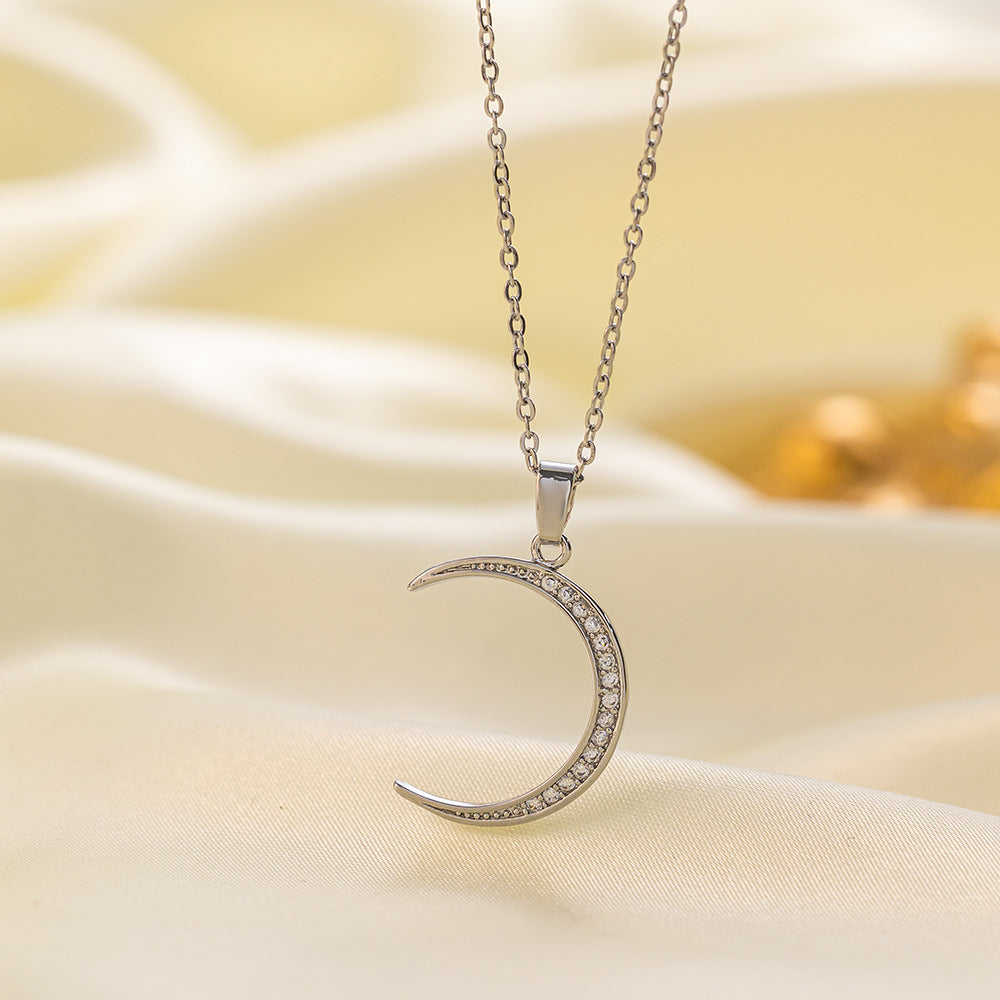 Web Based Stainless Steel Necklace Women's Fashion Copper-plated Gold Pendant Clavicle Chain