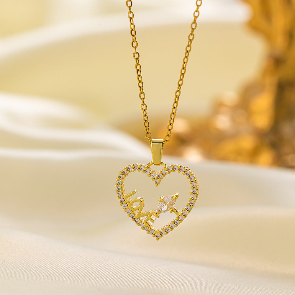 Web Based Stainless Steel Necklace Women's Fashion Copper-plated Gold Pendant Clavicle Chain