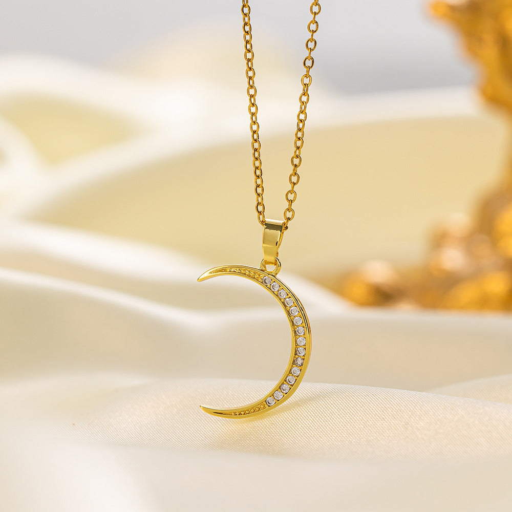 Web Based Stainless Steel Necklace Women's Fashion Copper-plated Gold Pendant Clavicle Chain