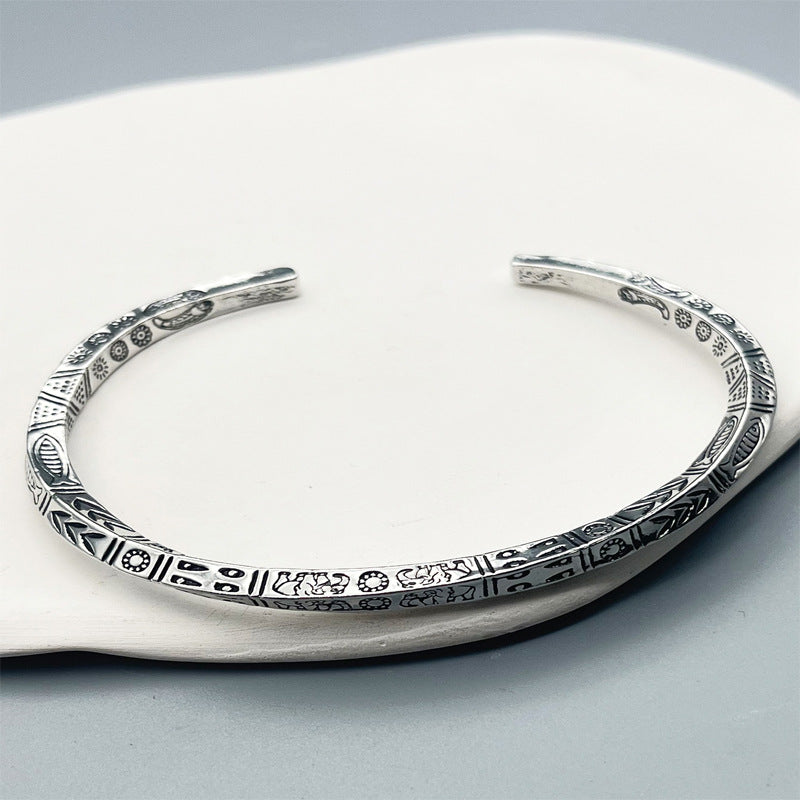 Web Based Bohemian Retro Totem Titanium Steel Bracelet