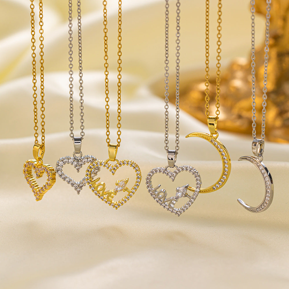 Web Based Stainless Steel Necklace Women's Fashion Copper-plated Gold Pendant Clavicle Chain