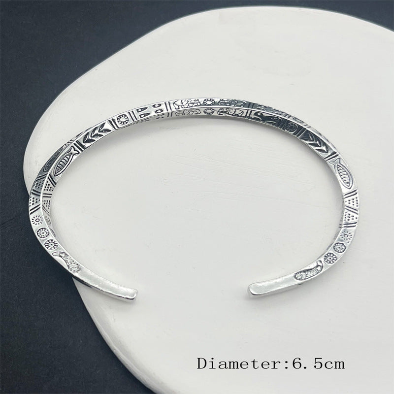 Web Based Bohemian Retro Totem Titanium Steel Bracelet