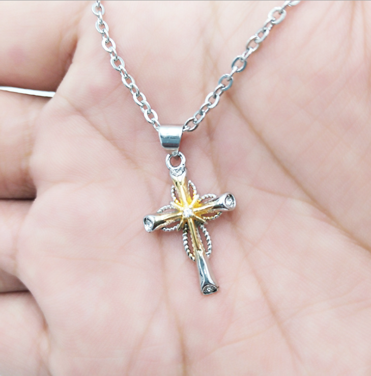 Web Based Octagonal Star Cross Alloy Pendant
