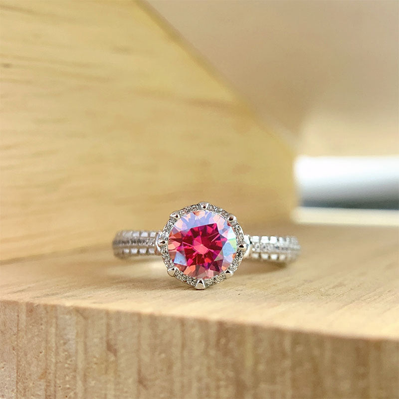 Web Based Mossanite Color Electroplating 18k Rose Gold Diamond Ring