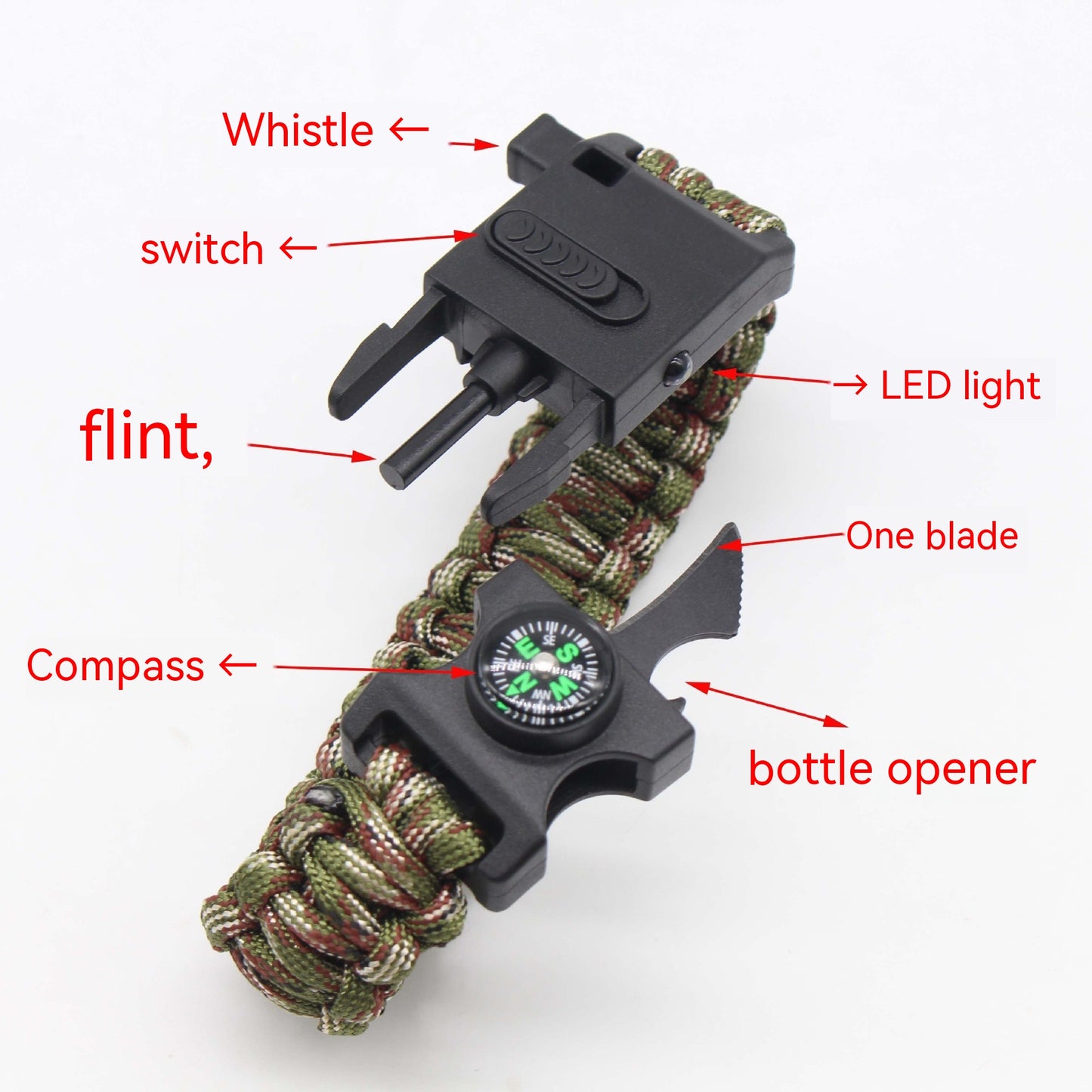 Web Based Outdoor Multifunctional Paracord Bracelet Ligh