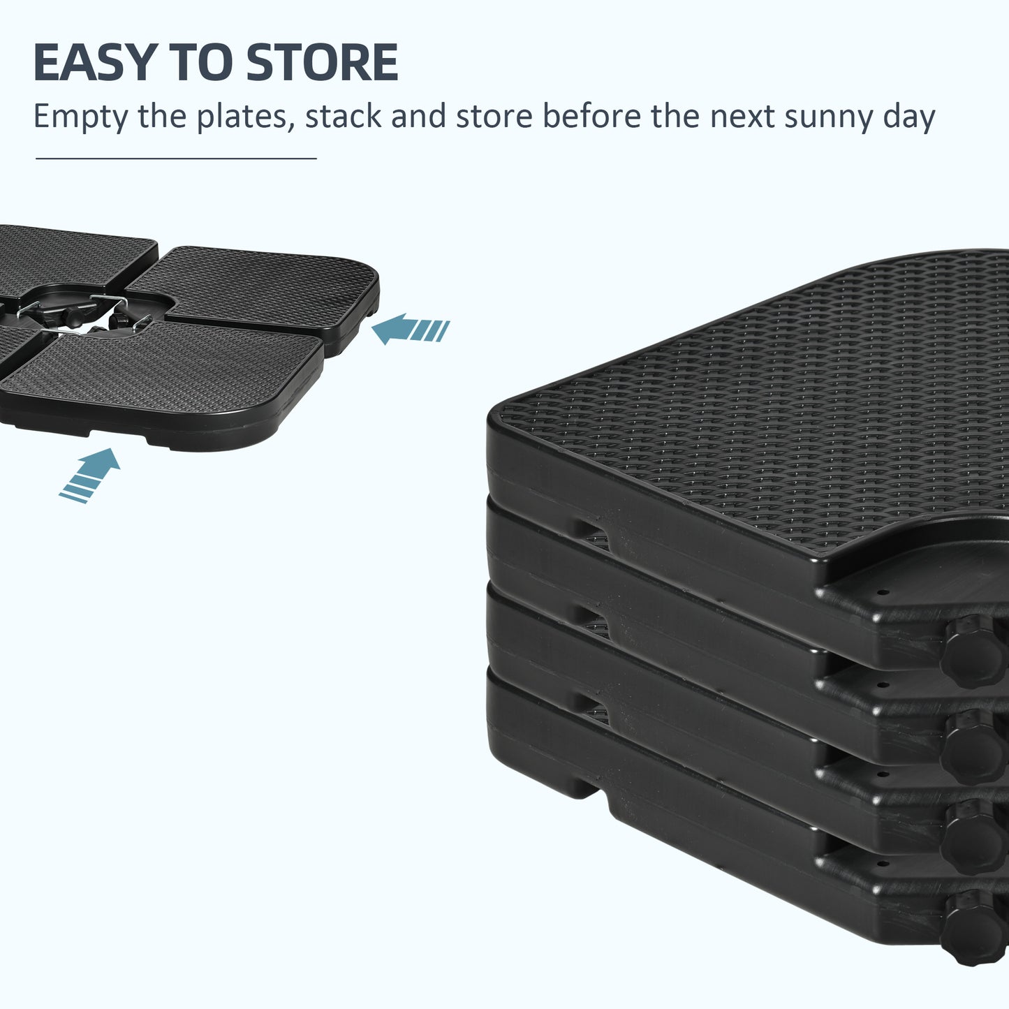 Web Based 4PCs 175lb Cantilever Patio Umbrella Base Weights, HDPE Water and Sand Filled Umbrella Weights, Black
