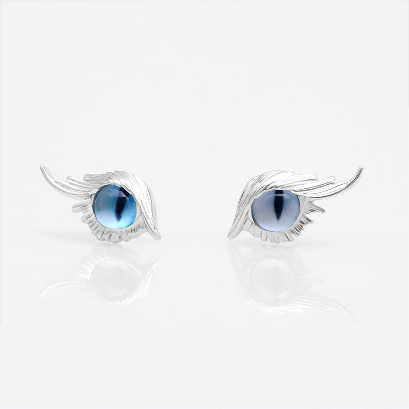 Web Based Women's Cat Eye Sterling Silver Needles With Different Pupils