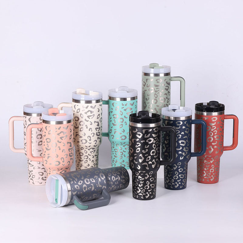 Web Based 40 Oz Tumbler With Handle Straw Insulated, Stainless Steel Spill Proof Vacuum Coffee Cup Tumbler With Lid Tapered Mug Gifts For Valentine Lover Suitable For Car Gym Office Travel