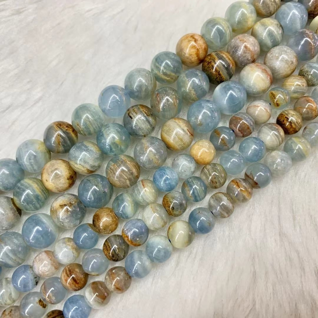 Web Based Simple Blue Natural Calcite Bead Bracelet