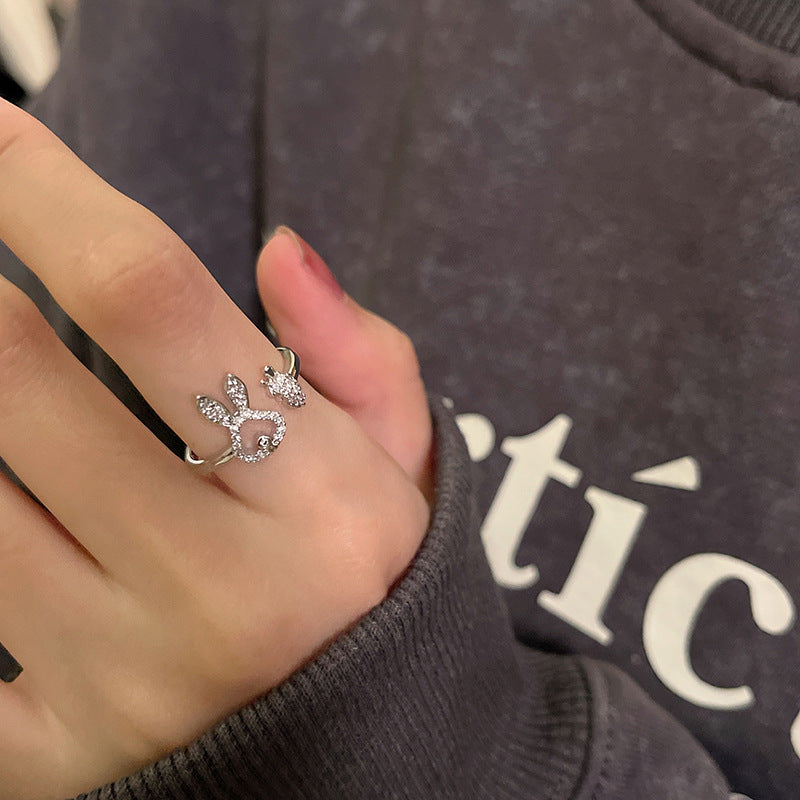 Web Based Asymmetric Carrot Rabbit Ring For Women