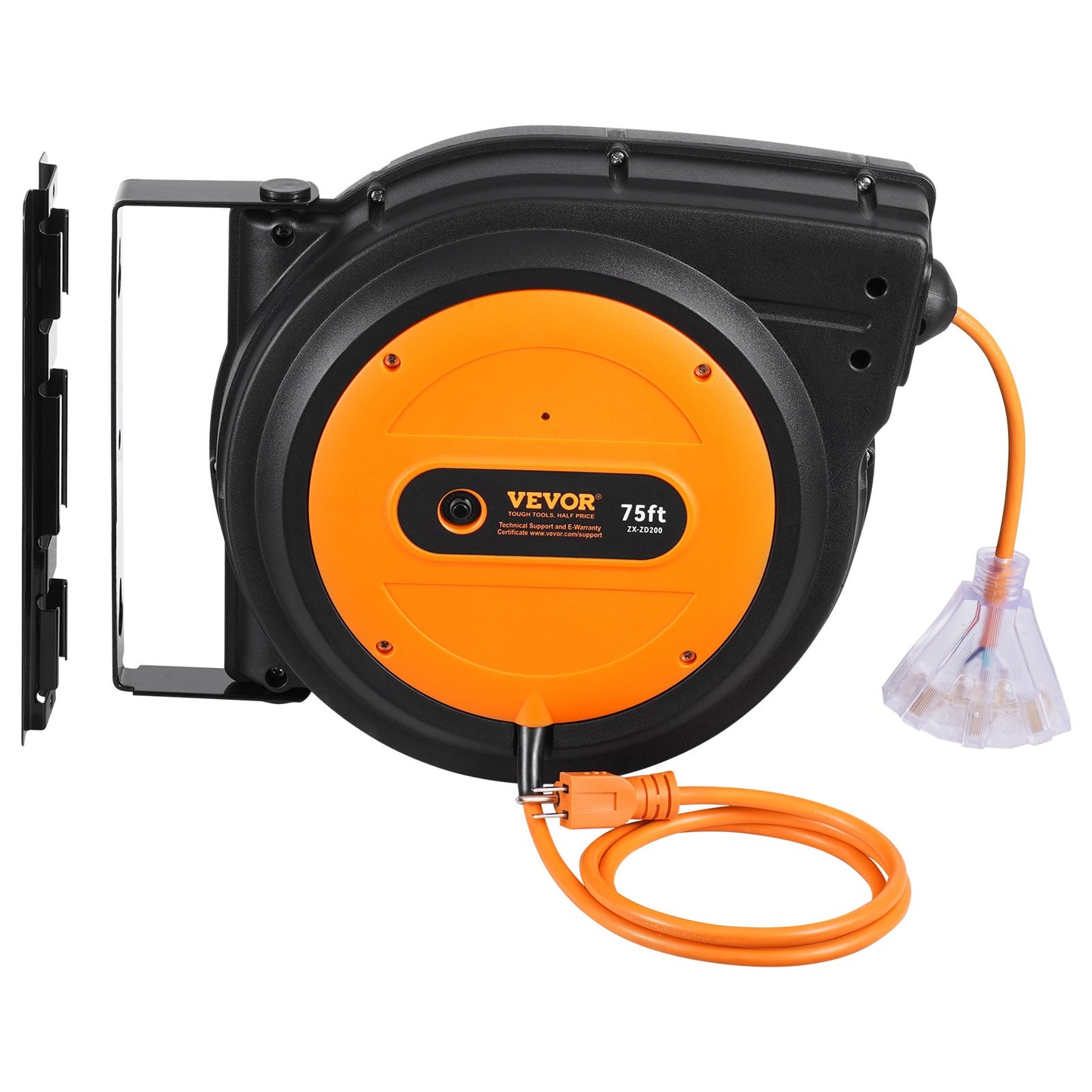 Web BasedRetractable Extension Cord Reel Power Cord Reel 75FT 14AWG/3C SJTOW