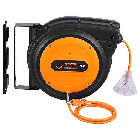 Web BasedRetractable Extension Cord Reel Power Cord Reel 75FT 14AWG/3C SJTOW