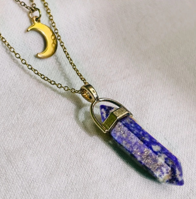 Web Based Moon Hexagonal Column Pendant
