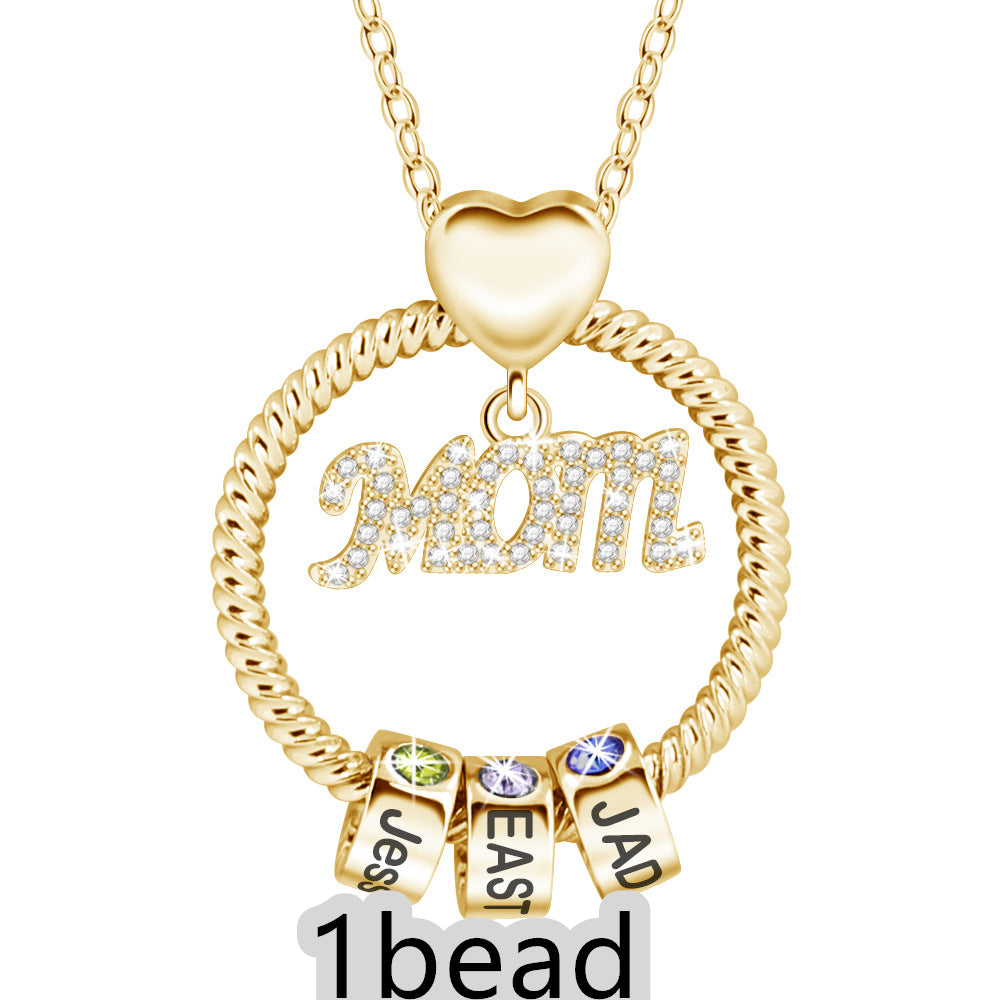 Web Based  Personalized Circle Pendant with Custom Beads Birthstone Pendant