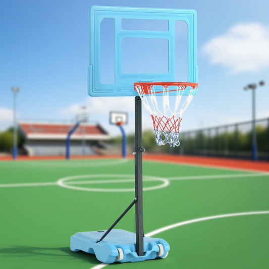 Web Based Poolside Basketball Hoop Stand, 36.5inch-48.5inch Height Adjustable Portable Hoop System With Clear Backboard & Fillable Base For Whole Family, Blue, Black, Red