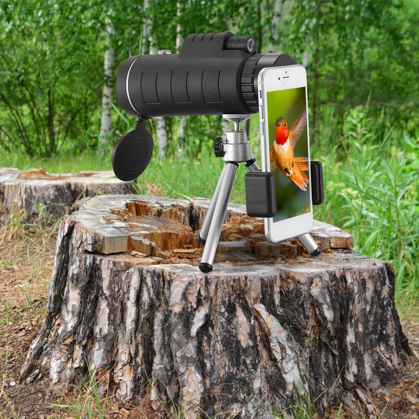 Web Based 1Pc 40 Plus 40 HD Optical Monocular Telescope With FMC Lens Low Light Vision Scope Phone Holder Tripod Compass For Bird Watching Hunting Camping Hiking Sport Event