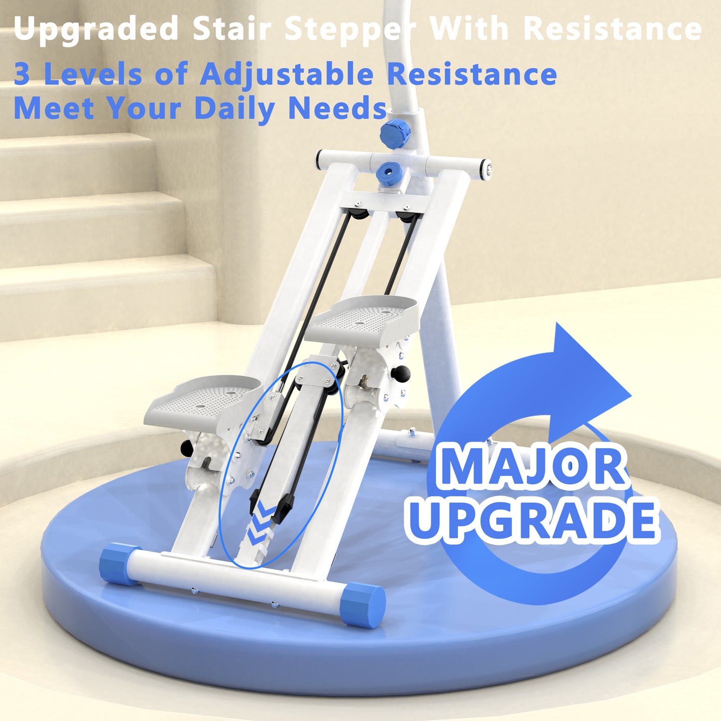 Web Based Stair Stepper With Resistance Home-Upgrade Vertical Climber Workout Machine For Full-Body Exercise Climber Fitness Equipment With Stable Frame Adjustable Handlebar-Blue