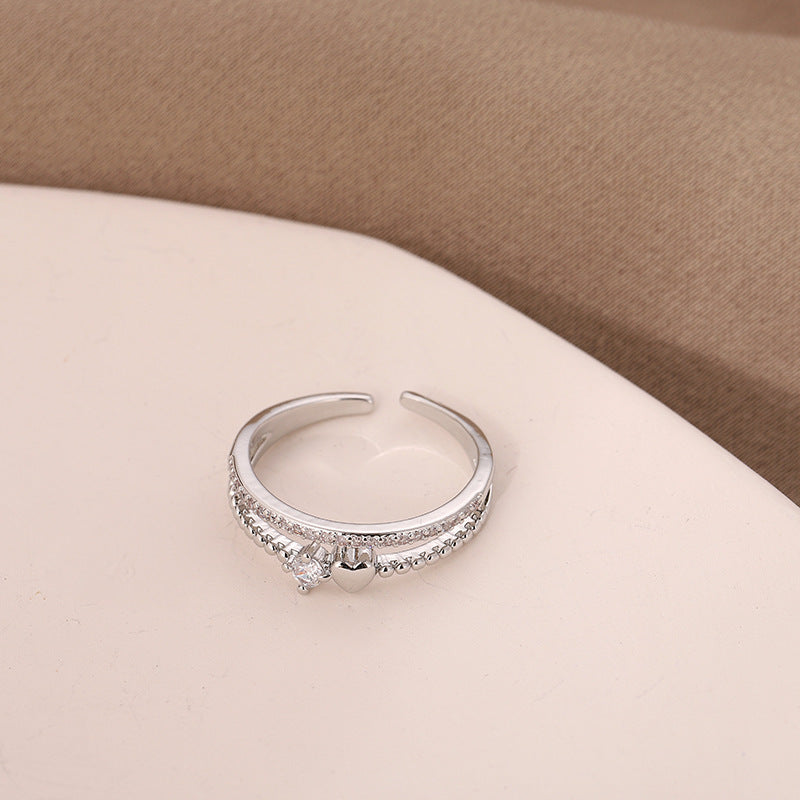 Web Based Heart-shaped Fashion Personality Copper Ring