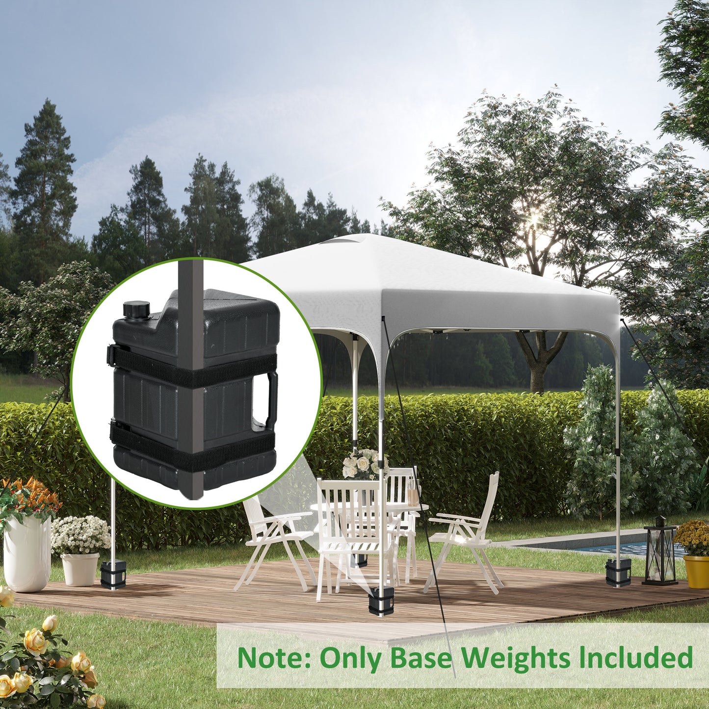 Web Based Set of 4 Straight Leg Canopy Weights, Water or Sand Filled Weights for Gazebo with Built-in Handles and Secure Straps