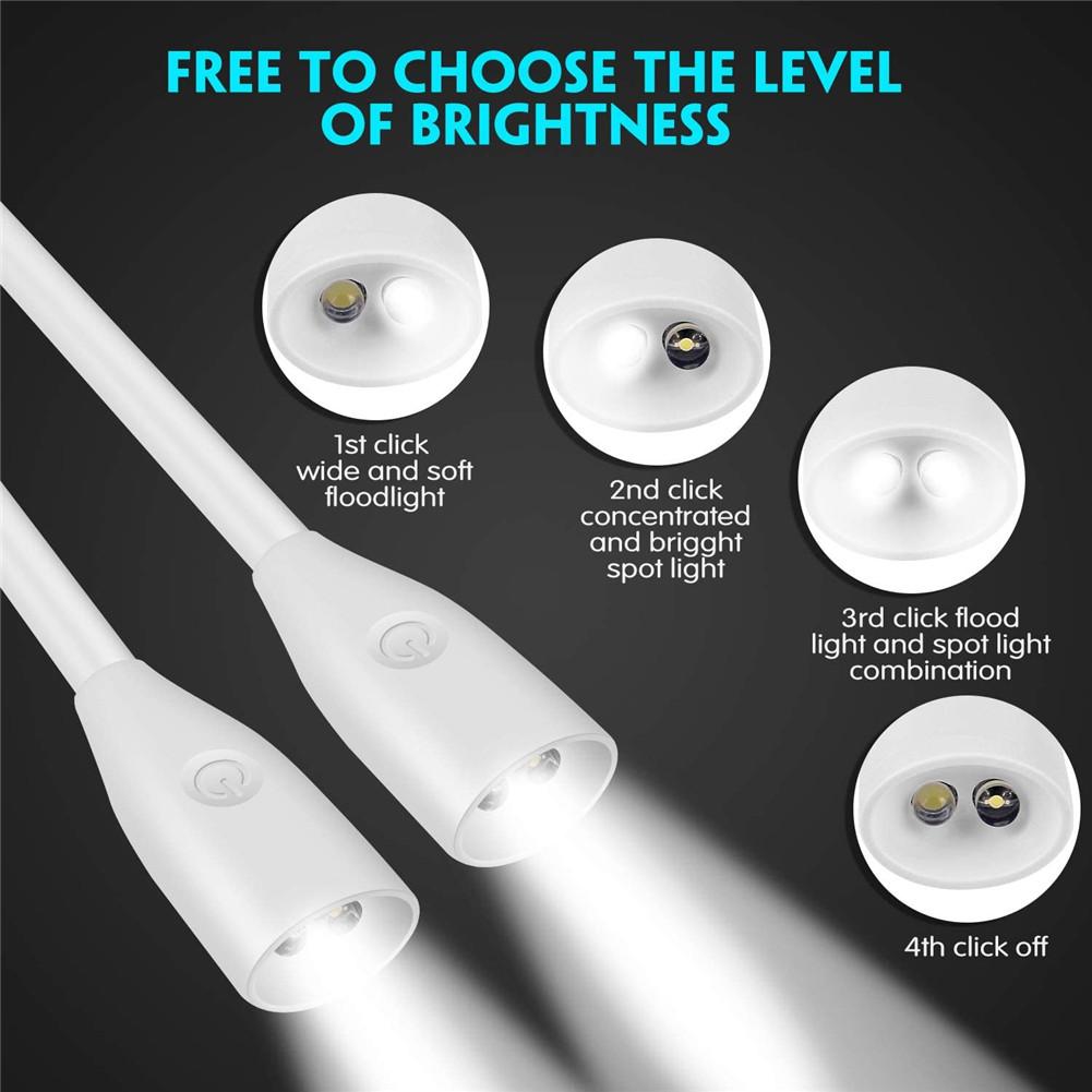 Web Based USB Dimmer Book Light Handsfree Led Neck Light Convenient Flexible Reading Lamp Novelty Touch Night Light Camping Flaslight