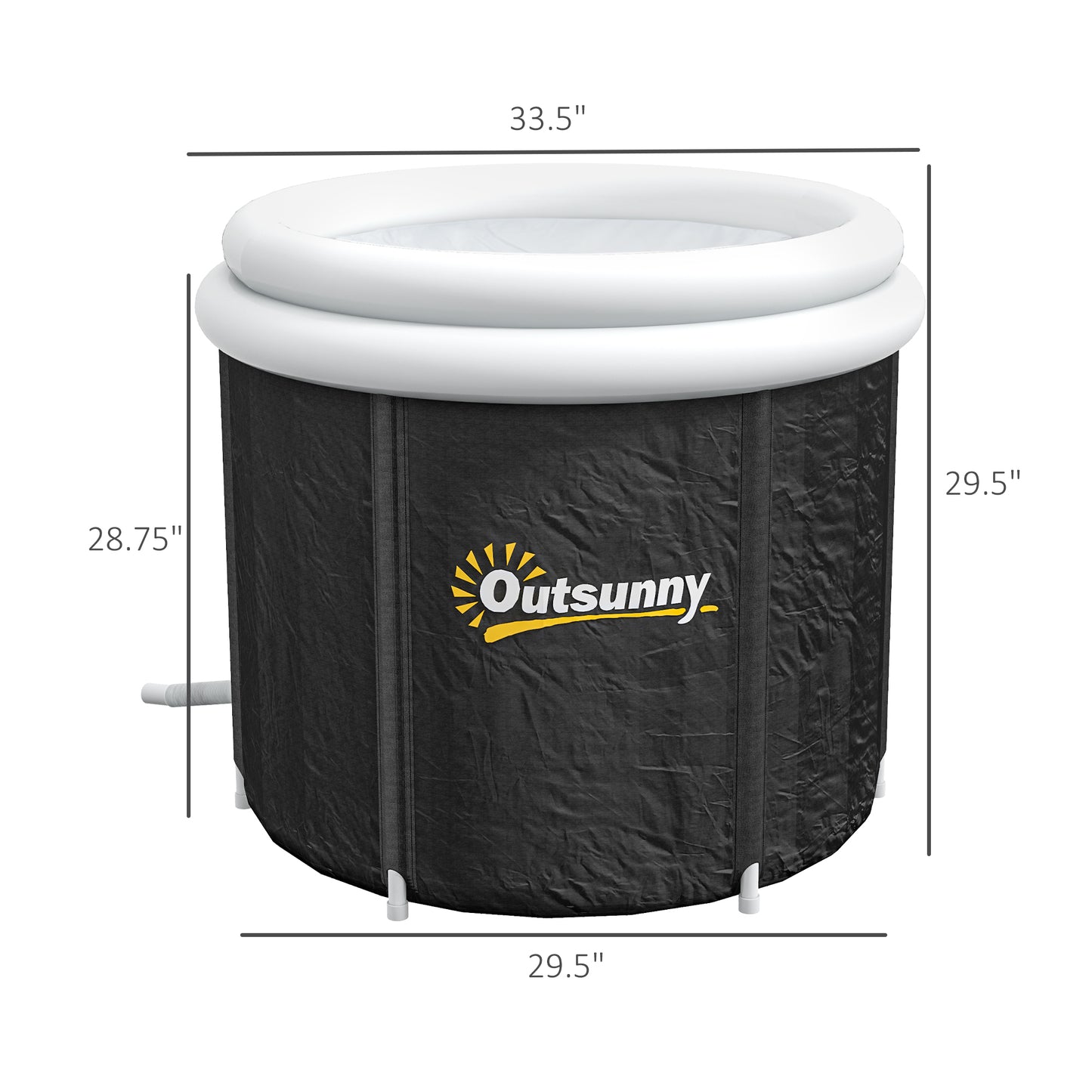 Web Based Cold Plunge Tub, Portable Ice Bath Cold Water Therapy Tub with Thermo Lid, for Athletes Recovery, Black