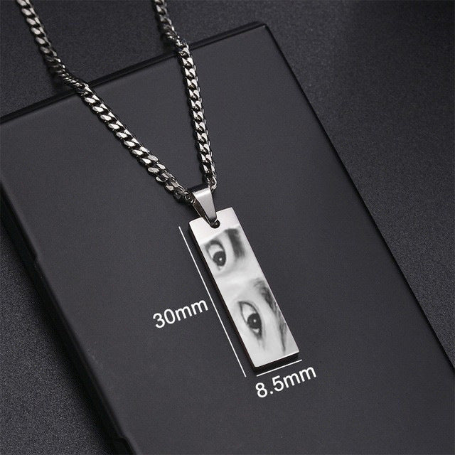 Web Based Custom Eyes Photo Necklace Stainless Stee Customized Engrave Eye Necklaces Personalized Picture Name Necklace For Women Kids
