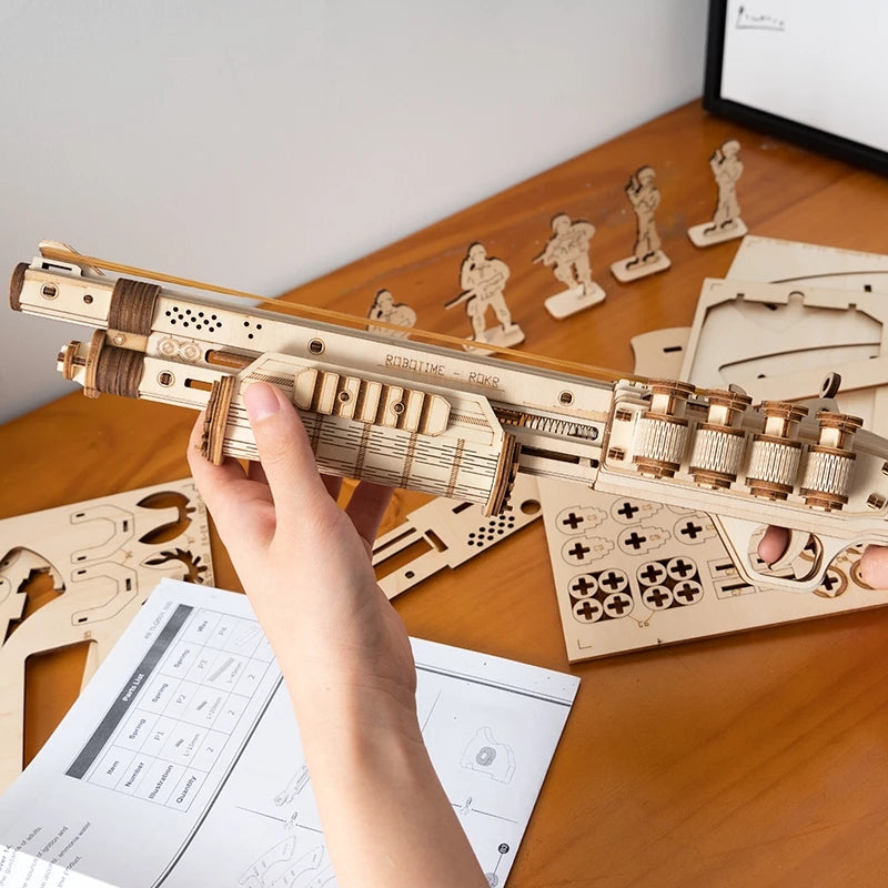 Web Based Robotime ROKR Revolver Gun Model Toys 3D Wooden Puzzle Games Crafts Gift For Children Kids Boys Birthday Christmas Gift Dropship