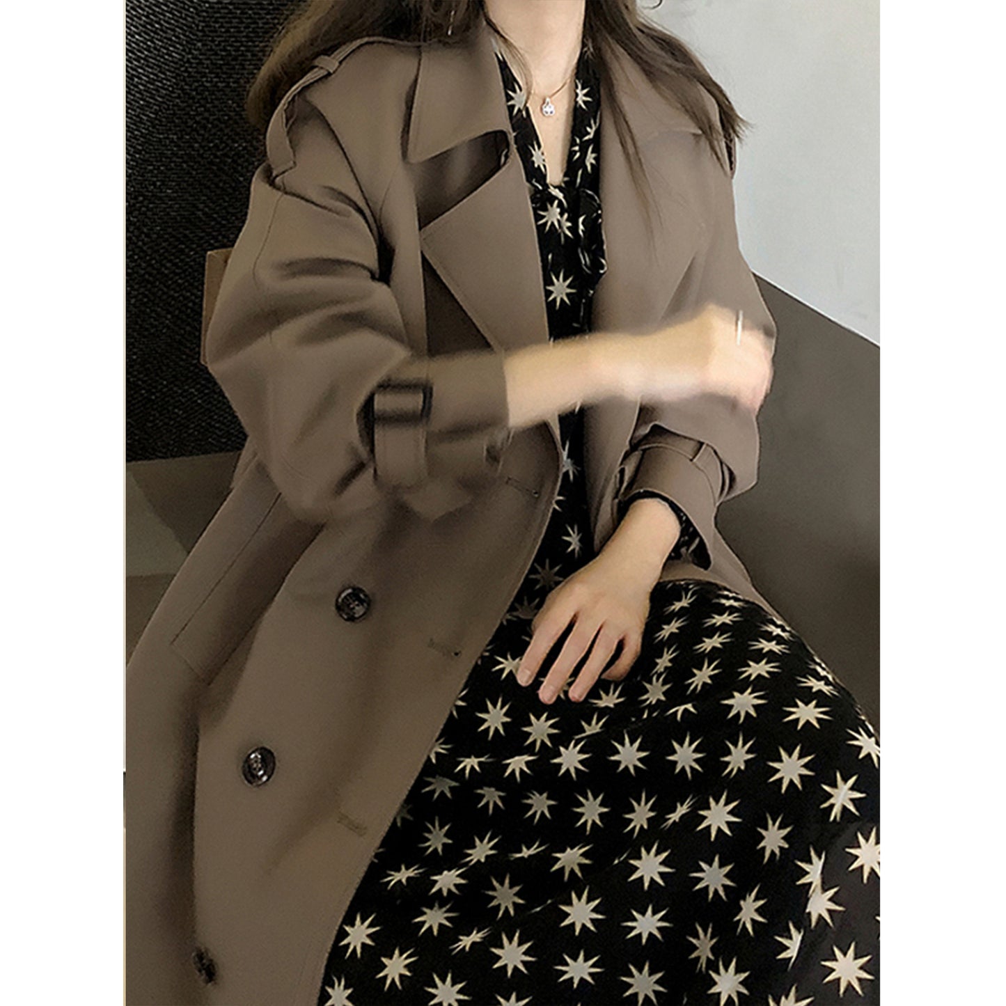 Web Based Women Trendy Trench Coat, Double Breasted Coat, Korean Women's Trench Coat, Elegant Oversize Trench Coat, Spring Clothing, Womens Clothing