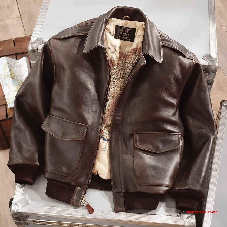 Webbased  Retro Oversized US Air Force Fur Leather Coat