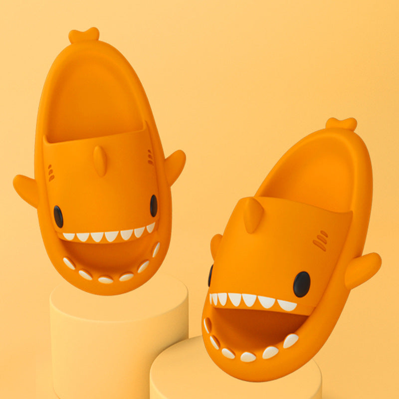 Web Based Adult's Slippers Indoor Outdoor Funny Shark Cartoon