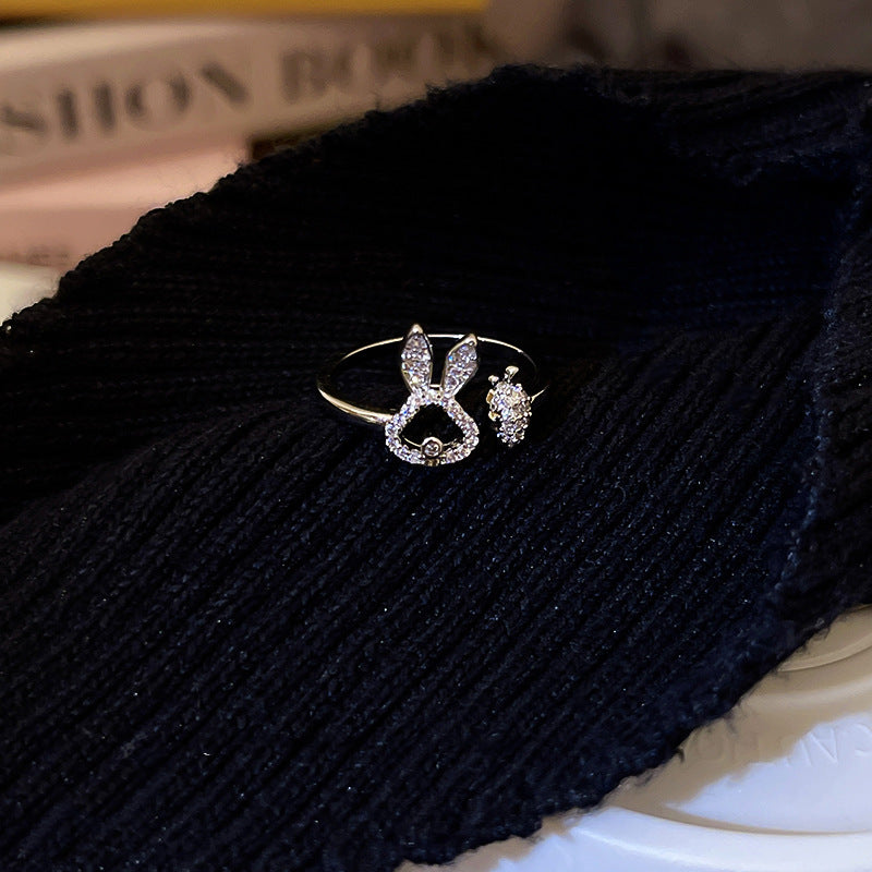 Web Based Asymmetric Carrot Rabbit Ring For Women