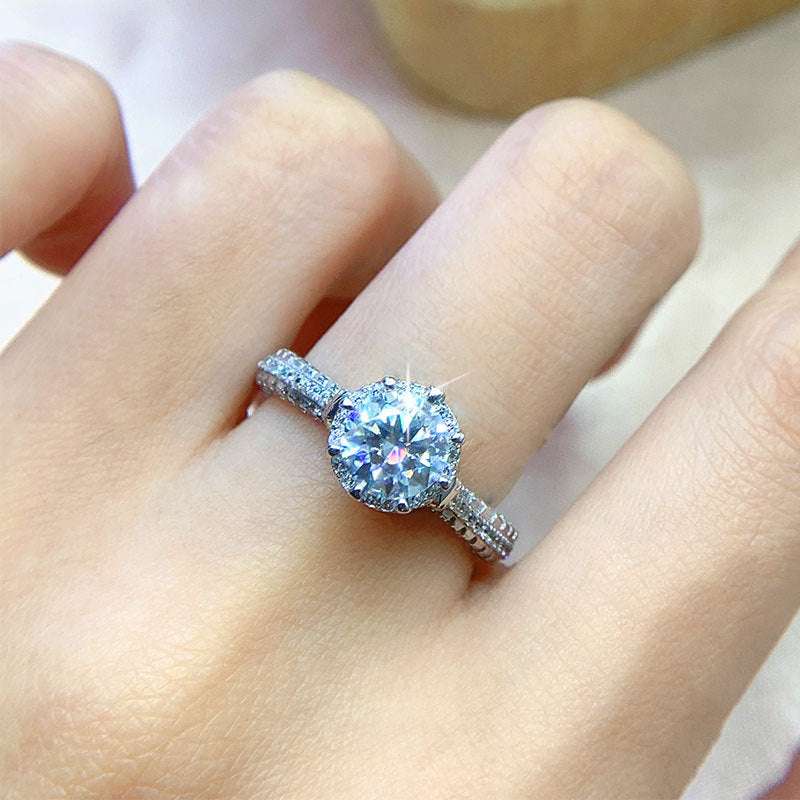 Web Based Mossanite Color Electroplating 18k Rose Gold Diamond Ring