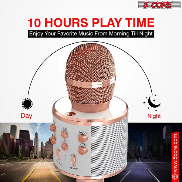 Web Based 5 Core Microphone Wireless Karaoke Mic With Speaker 3 In 1 Portable Bluetooth Microfono Inalambrico