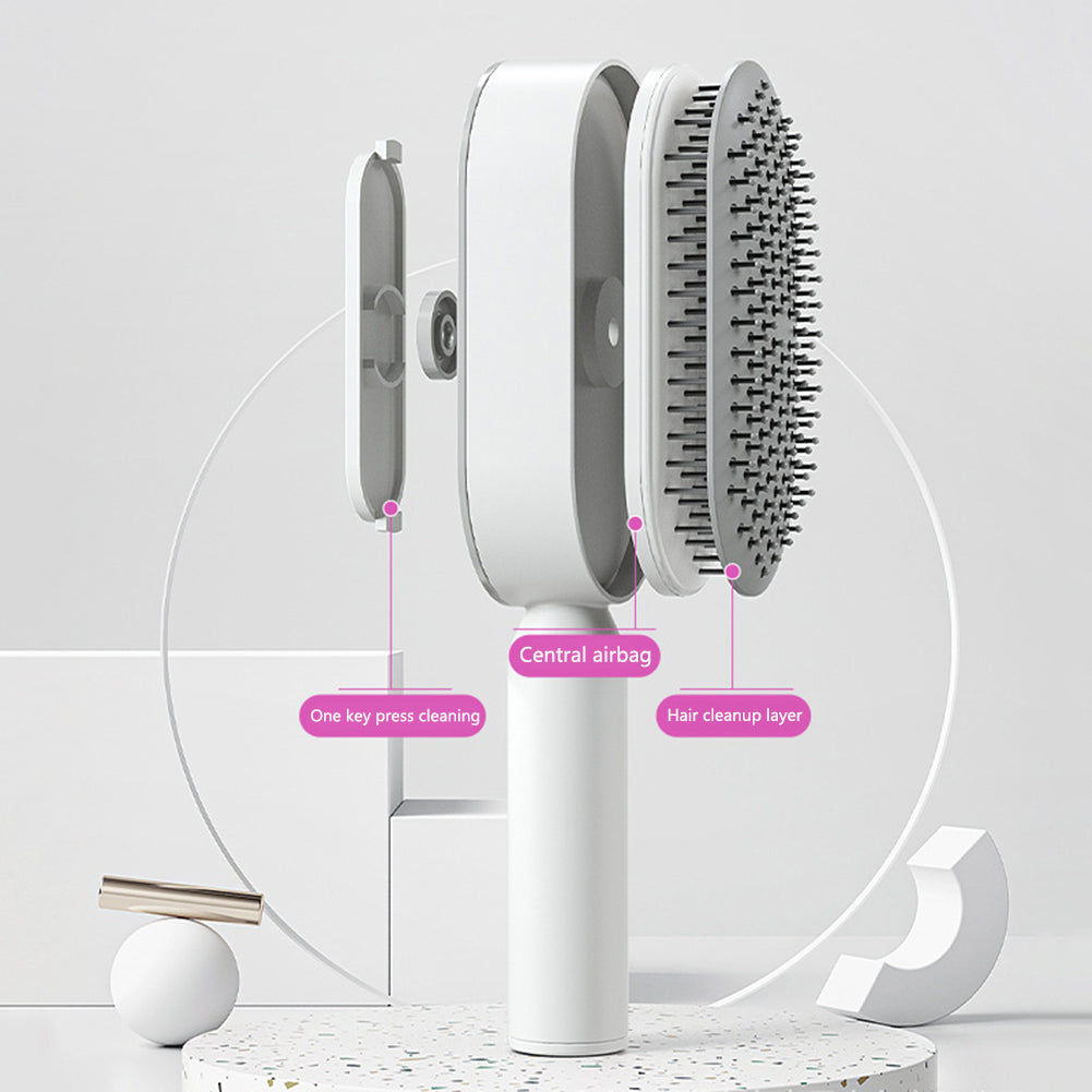 Web Based Self Cleaning Hair Brush For Women One-key Cleaning Hair Loss Airbag Massage Scalp Comb Anti-Static Hairbrush