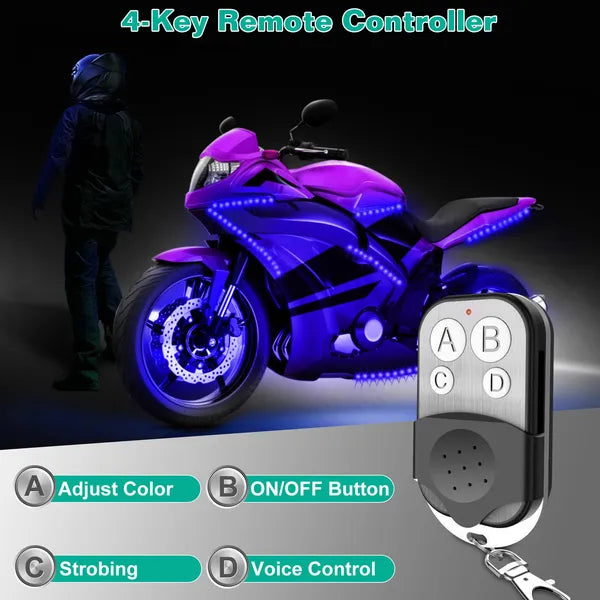Web Based 6Pcs Motorcycle LED Light Strips Multi-Color Neon Light Kits Waterproof DC 12V RGB Atmosphere Lights