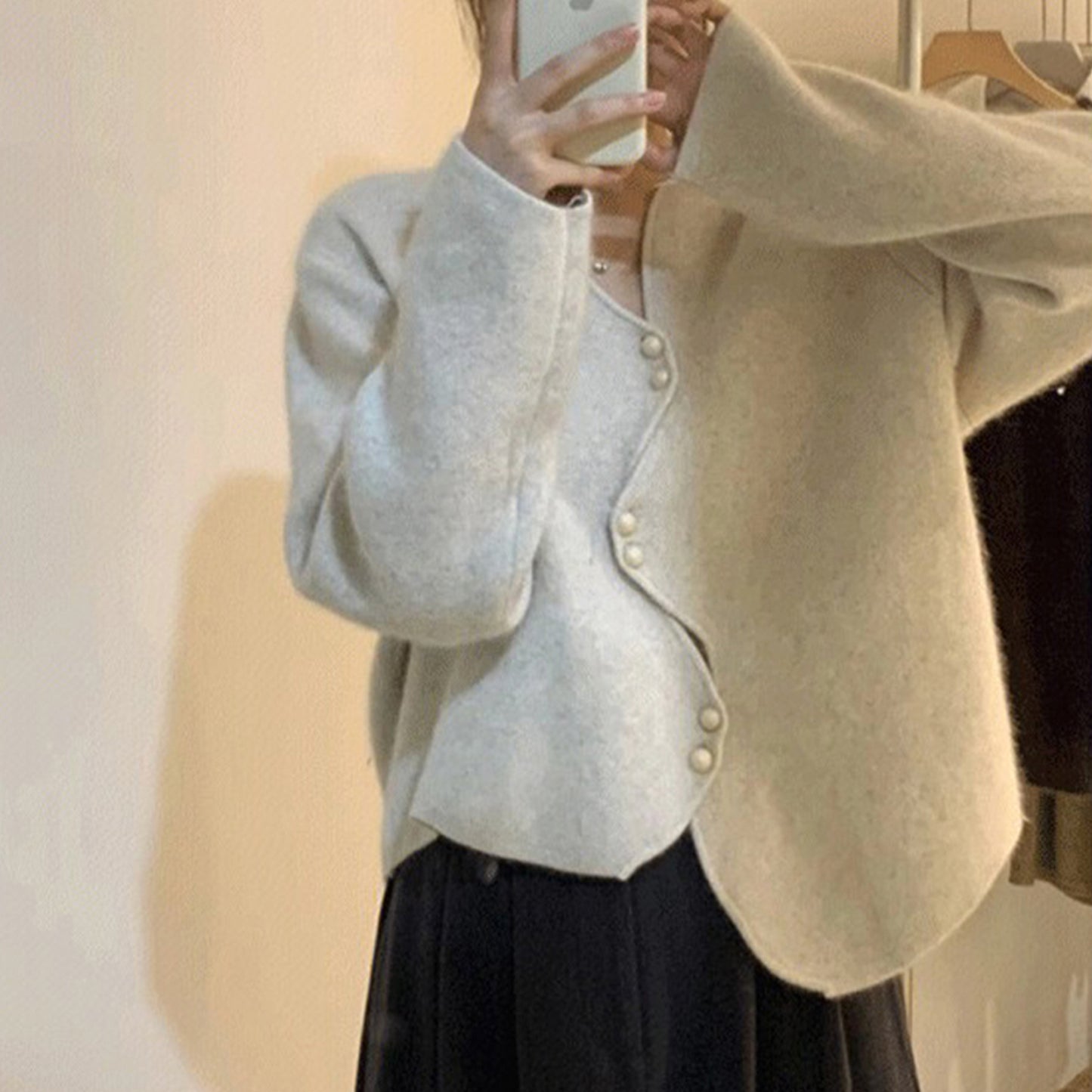 Web Based Irregular V Collar Womens Knitwear Sweater, Fuzzy Sweater, Loose Knit Fuzzy Women's Outerwear, Hand Knit Ribbed Cardigan, Spring Clothing
